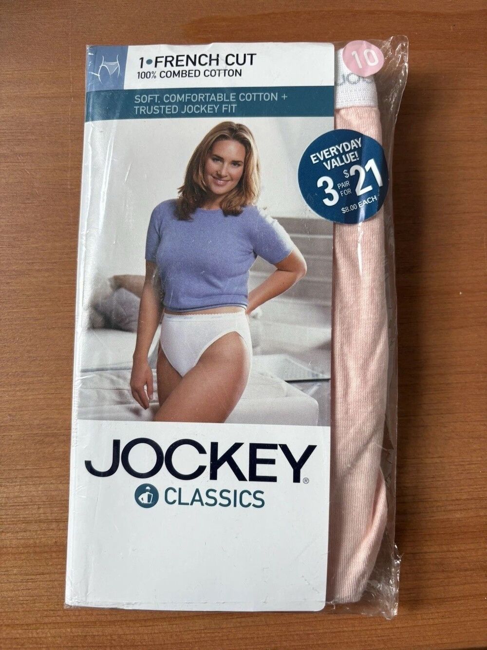 Jockey Classics French Cut High Cut 3pk Size 10 Cotton 2007 Peach NEW 9467